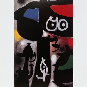 Joan Miro exhibition poster - Woman and bird - museum artist - art print - surrealism - offset litho - 1998