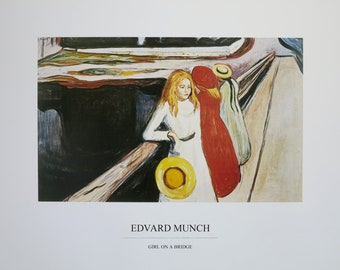 Edvard Munch exhibition poster - Girl on a bridge - museum print - offset litho - 1997