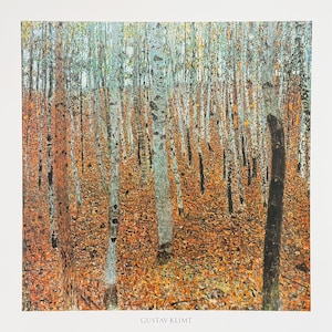 Gustav Klimt Ausstellungsplakat - Wald der Buchen - musealer Künstler - Kunstdruck - Offset Litho