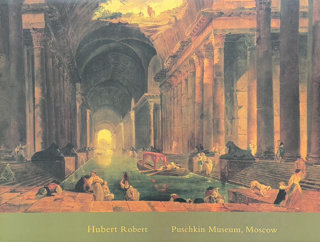 Hubert Robert Exhibition Poster - the Bathing Pool - Puschkin Museum ...