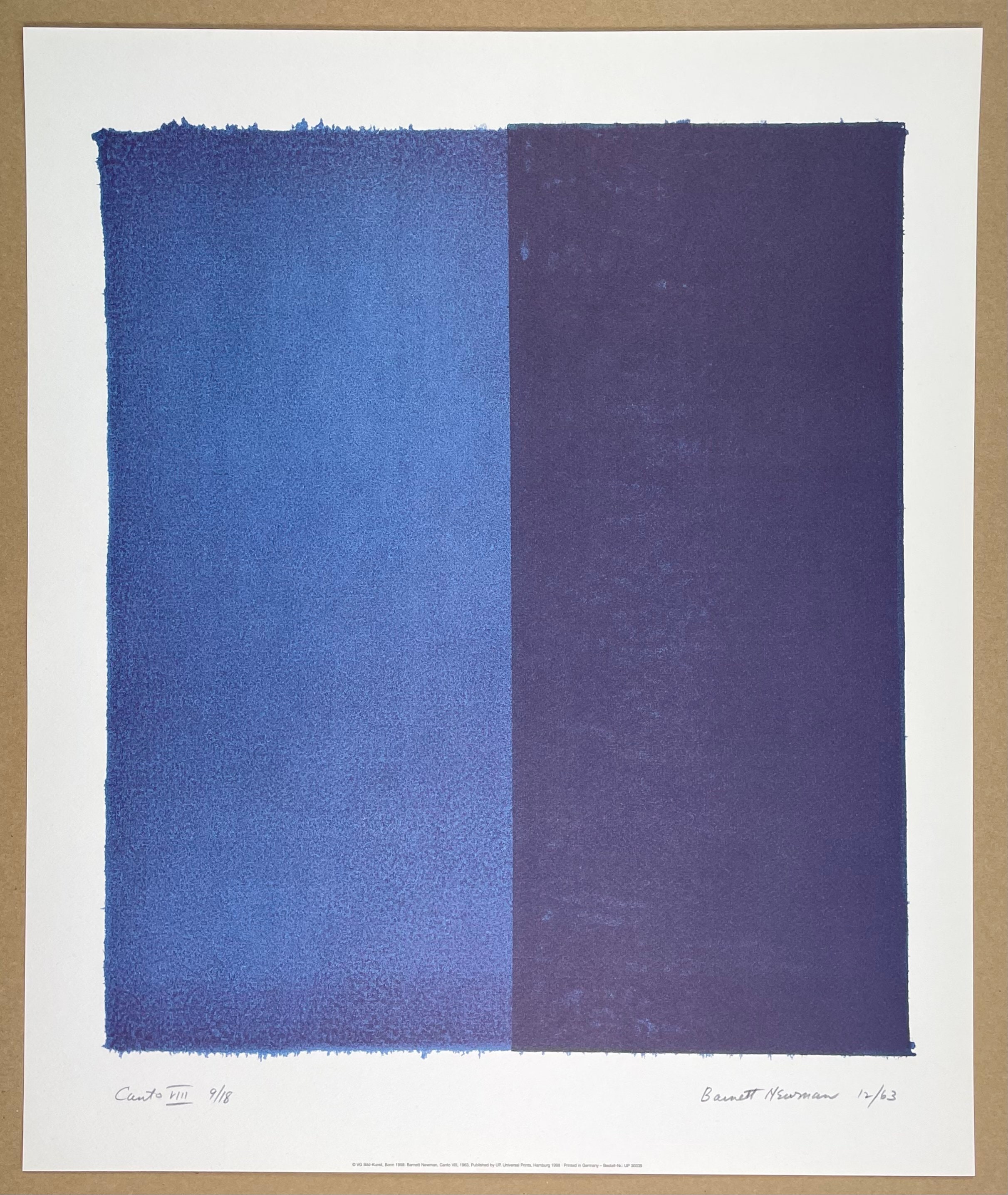 Barnett Newman exhibition poster - Canto VIII - museum artist - art print -  abstract expressionism - 1998
