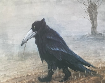 Rudi Hurzlmeier exhibition poster - Crow - museum artist - art print - German artist