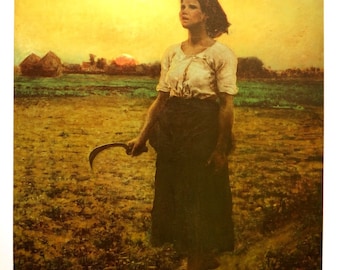 Jules Breton exhibition poster - The song of the lark - museum print - French realist painter - female lady portrait