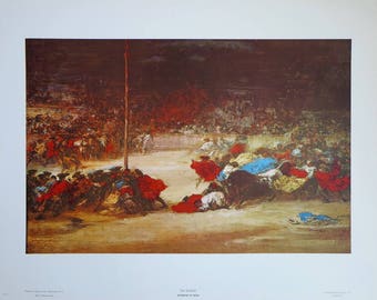 Francisco Goya exhibition poster - The Bullfight - vintage print 1970s - Spanish painter