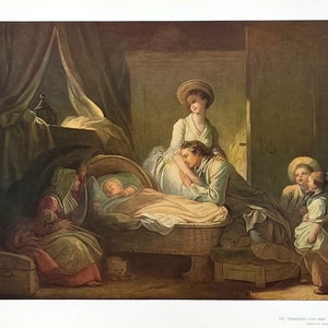 Jean Honore Fragonard exhibition poster - The visit to the nursery - National Gallery of Art - Washington DC - vintage print - 1970s