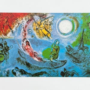 Marc Chagall-tentoonstellingsposter - Het concert - Parijs - De Eiffeltoren - museumkunstenaar - kunstafdruk - 1999
