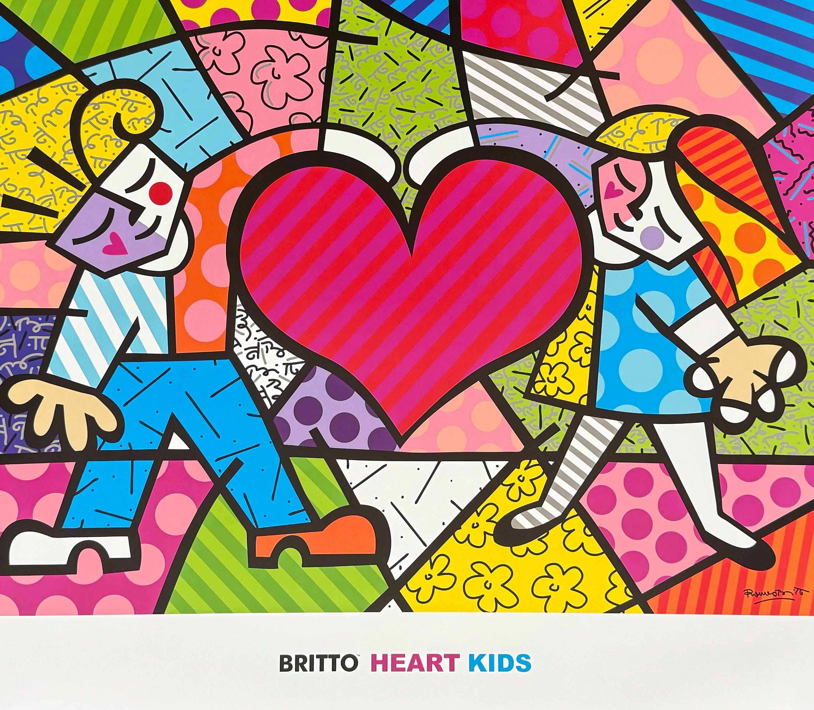 ROMERO BRITTO ハート型貯金箱 Romero Britto Exhibition Poster - Heart Kids - Love - Museum
