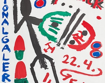 A.R. Penck exhibition poster - National Galerie Berlin - art print - German artist - 1988