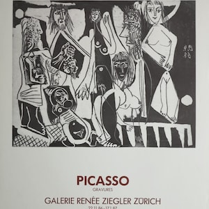 Pablo Picasso exhibition poster - Galerie Ziegler Zürich - museum print - 1986