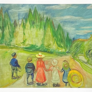 Edvard Munch Ausstellungsplakat - Märchenwald - Museumskünstler - Kunstdruck - Kinder - grün