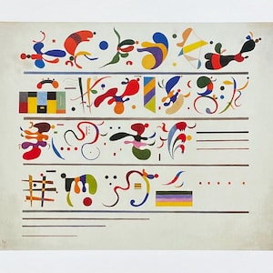 Kandinsky exhibition poster - Untitled - museum artist - art print - music notes - cubism - offset lithograph - 1999