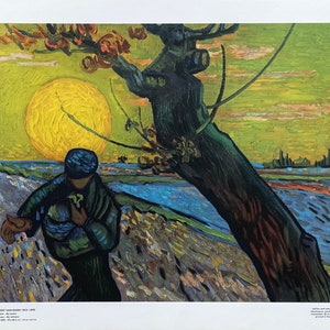 Vincent van Gogh exhibition poster - The Sower - museum artist - art print - offset lithograph - 1970s