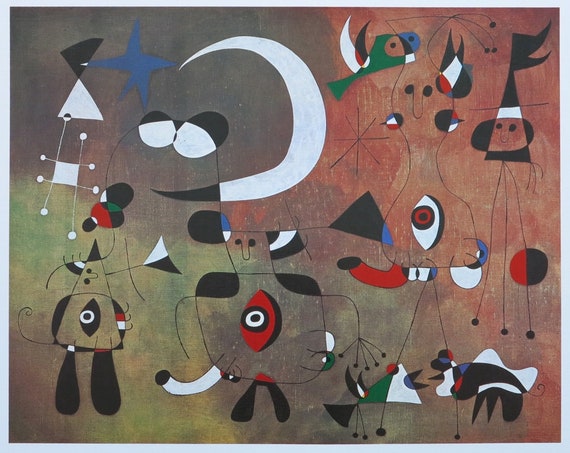 Vintage 1980 Joan Miró Art Exhibition Poster Print Vintage 1980 Joan Miró Art Exhibition Poster Print