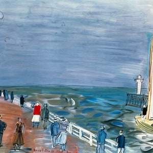 Raoul Dufy exhibition poster - Promenade - Sailing boat - sea - museum artist - art print - excellent condition