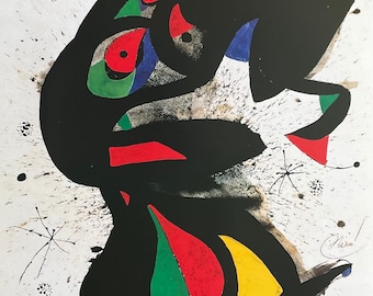 Joan Miro exhibition poster - Upright figure - museum artist - art print - surrealism - offset litho - 1999