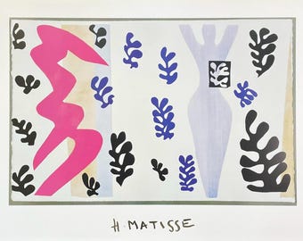 Henri Matisse exhibition poster - Le Lanceur de Coteaux - French Art - museum artist - art print - pink - jazz - 1999