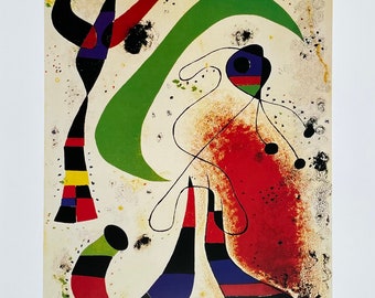 Joan Miro exhibition poster - La Nuit - The night - museum artist - vintage print - surrealism - offset litho - 1999