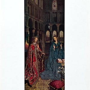 Cartel de la exposición de Jan van Eyck - La Anunciación - Galería Nacional de Arte - Washington DC - Impresión de arte vintage - Década de 1970