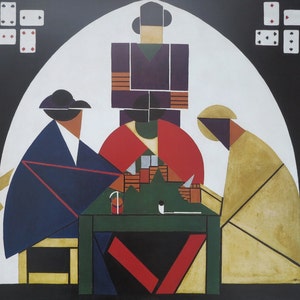 Cartel de la exposición Theo van Doesburg - De Kaartspelers - Los jugadores de cartas - impresión del museo - Movimiento de arte De stijl