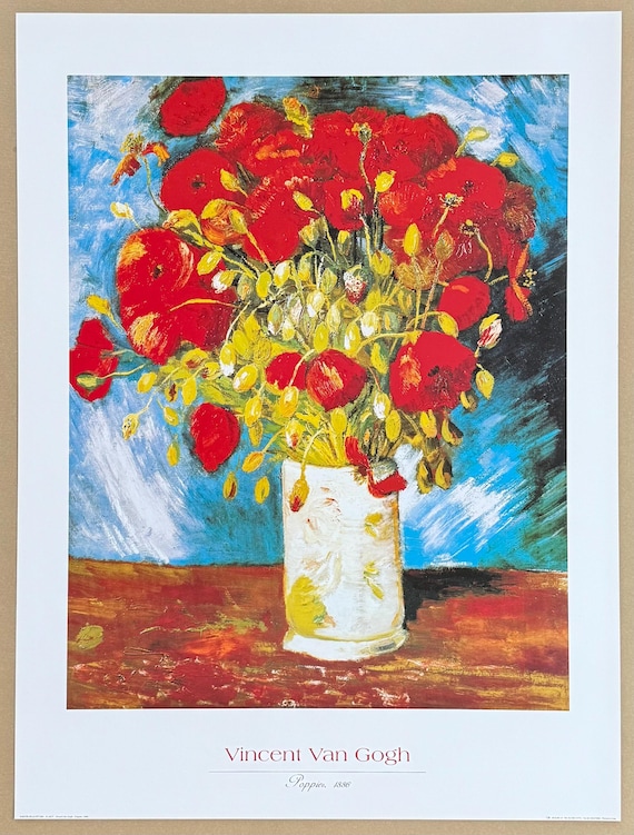フィンセント・ファン・ゴッホ展ポスター - 赤いポピーの花瓶 - 静物画