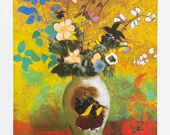 Odilon Redon exhibition poster - Exotic flowers in a vase - still life - flowers - museum artist - art print