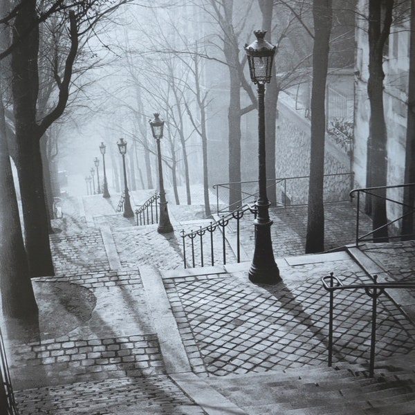 Brassai exhibition poster - The stairs - Montmartre - Paris - decorative art - Gyula Halász - black white photography - art print - museum