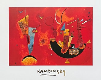 Kandinsky exhibition poster - Mit und gegen - red - museum artist - vintage art print - 1999