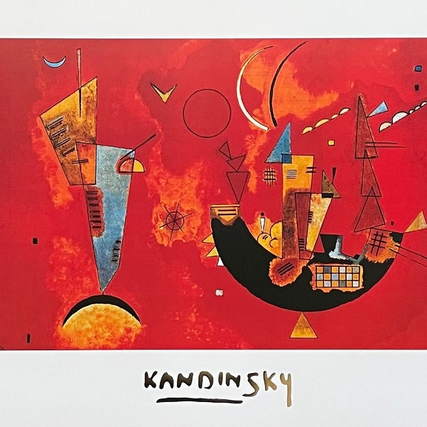 Affiche de l’exposition Kandinsky - Mit und gegen - rouge - artiste du musée - tirage d’art vintage - 1999