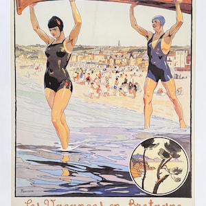Cartel de la exposición Saint-Cast - Playa - Mar - Francia - Bretaña - Viajes y turismo - Impresión artística - Reproducción