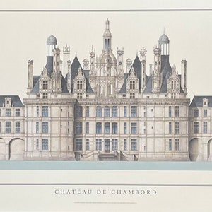 Cartel de la exposición Chateau de Chambord - Castillo francés - arquitectura histórica - impresión de arte - arquitecto