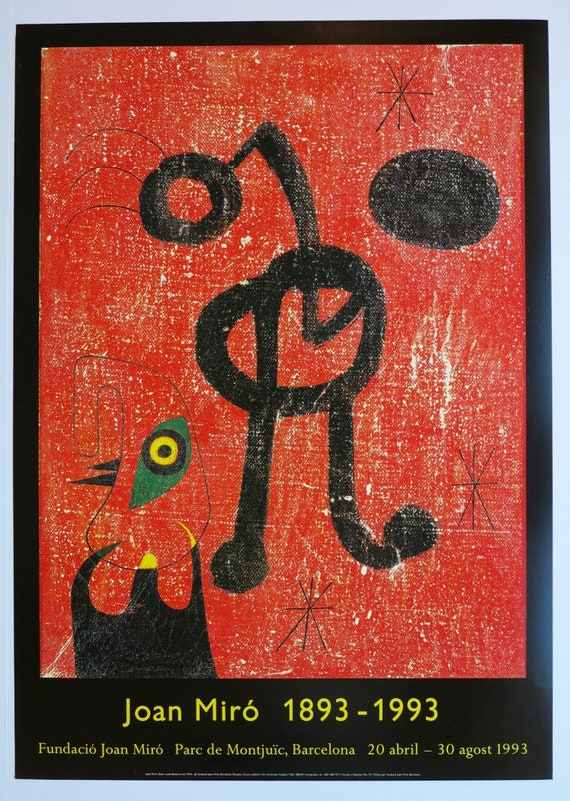 Vintage 1993 Joan Miró Art Exhibition Poster Vintage 1993 Joan Miró Art Exhibition Poster