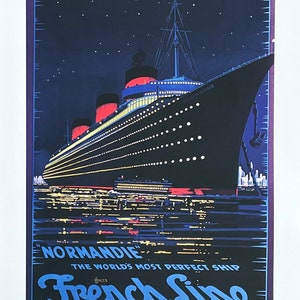 Cartel de la exposición French Line - Normandía - Travesía del Atlántico - Crucero - Turismo - Impresión de arte decorativo - Reproducción