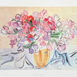 Cartel de la exposición Raoul Dufy - Vase De Pois De Senteur - Naturaleza muerta - flores - artista del museo - impresión de arte