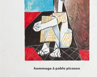 Cartel de la exposición de Pablo Picasso - Homenaje - retrato femenino - artista de museo - lámina artística - 1966