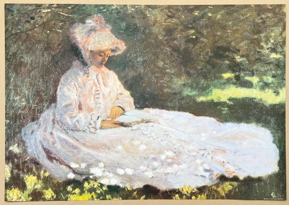 クロード モネ絵画(プリント) 箱付き クロード・モネ展ポスター - 読書する女性 - 印象派 - ロマンチック
