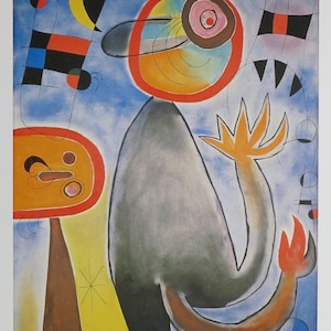 Joan Miro exhibition poster - Animal composition - museum artist - art print - surrealism - offset litho - 1998
