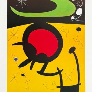 Joan Miro exhibition poster - Vuelo de Pajaros - museum artist - art print - surrealism - offset litho - 1997