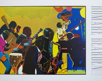 Romare Bearden exhibition poster - Out of chorus - A graphic odyssey - The brooklyn museum - Music - museum artist - art print - 1985