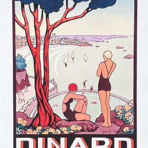 Cartel de la exposición Dinard - Golf - Tenis - Natación - Francia - reproducción - viajes turísticos - impresión artística
