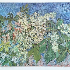 Cartel de la exposición de Vincent van Gogh - Ramas de castaño en flor - artista del museo - impresión de arte - años 70