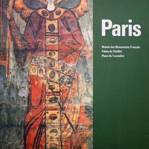 Cartaz de turismo francês - Afresco do século XII - Paris - Saint Michel - publicado pelo escritório francês de Turismo - impressão vintage por volta de 1960