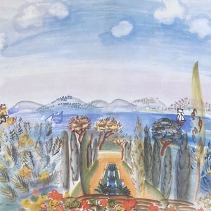 Cartel de la exposición de Raoul Dufy - Niza - La bahía de los Ángeles - mar - océano - Francia - artista del museo - impresión artística - litografía offset