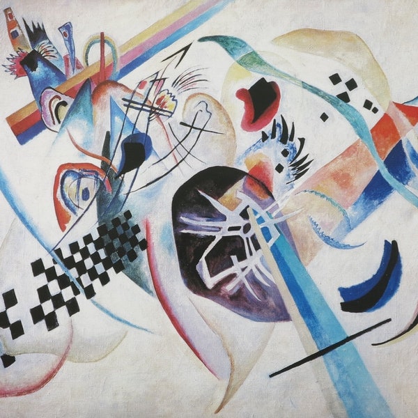 Affiche de l’exposition Wassily Kandinsky - Composition n° 224, sur le blanc - imprimé musée - cubisme - lithographie décalée