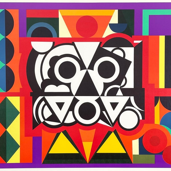 Affiche de l’exposition Auguste Herbin - Composition - Français Art - artiste musée - imprimé vintage - 1970