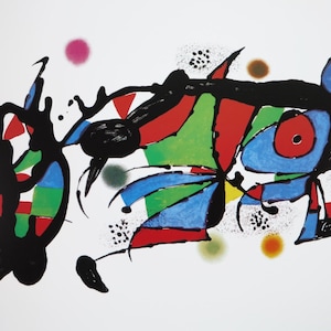 Joan Miro exhibition poster - Joan Miro&#39;s work - museum artist - art print - surrealism - offset litho - 1999