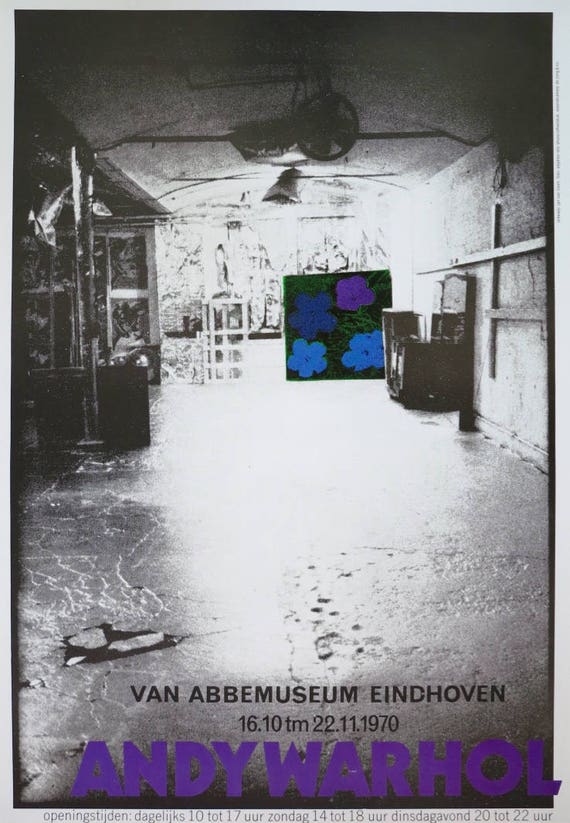 Andy Warhol Exhibition Poster Blue Flowers Museum Print Etsy Andy Warhol Exhibition Poster Blue Flowers Museum Print Etsy