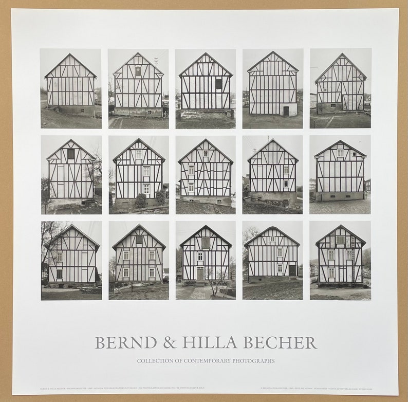 Bernd and Hilla Becher exhibition poster Fachwerkhäuser Collection of contemporary photographs photography black white art print image 2