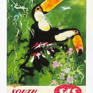 Südamerika-Tourismus Poster - Scandinavian Carriers - Airways - Reise - Urlaub - dekorativer Kunstdruck - Reproduktion