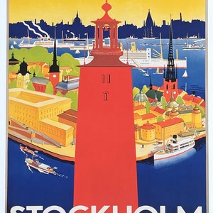 Stockholm - exhibition poster - Sweden - Swedish Tourism - decorative art print - reproduction