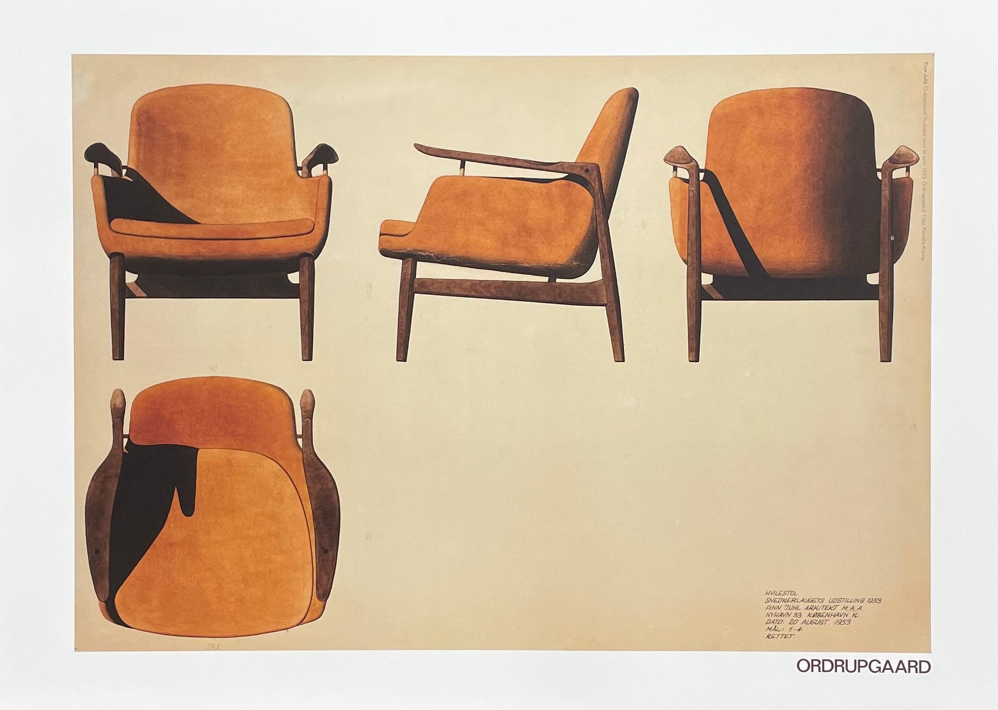 Finn Juhl Exhibition Poster Chairs Art Print Danish